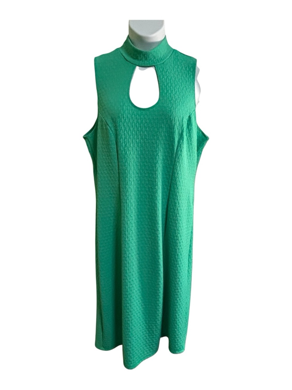 Ashley Stewart Women’s Green Mock Neck Keyhole Midi Dress Sleeveless Sz 18 / 20